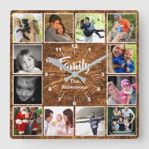 Horloge murale Collage de photos familiales - Anne