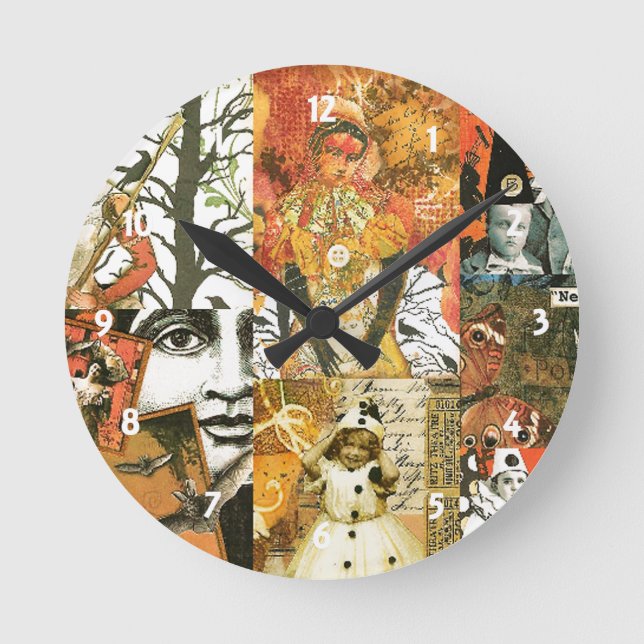 Horloge murale Collage Halloween vintage (Recto)