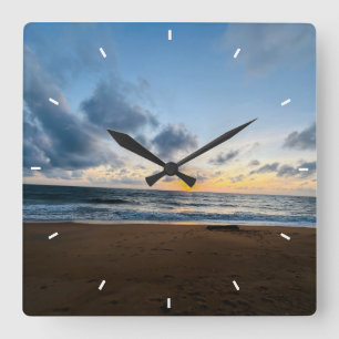 Horloge murale coucher de soleil sur la plage Dé