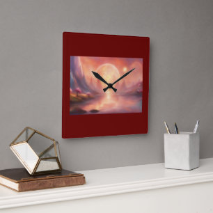 Horloge murale Couleur Bourgogne, Abstraite