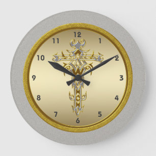 Horloge murale croisée religieuse