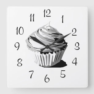 Horloge murale cupcake vecteur gris