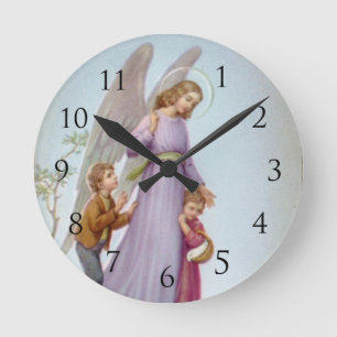 Horloge murale d'ange gardien avec des nombres