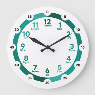 Horloge murale d'apprentissage - teintes Turquoise