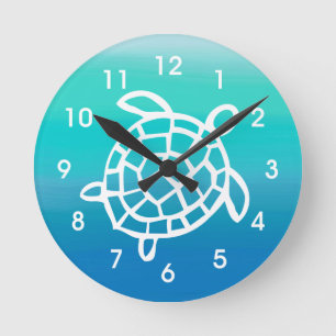 Horloge murale d'aquarelles d'océan de tortue de