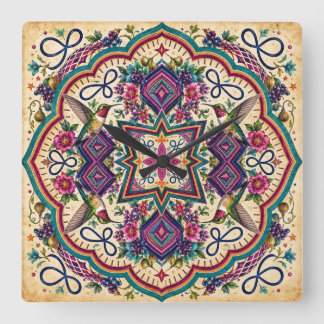 Horloge murale d'art folklorique boho