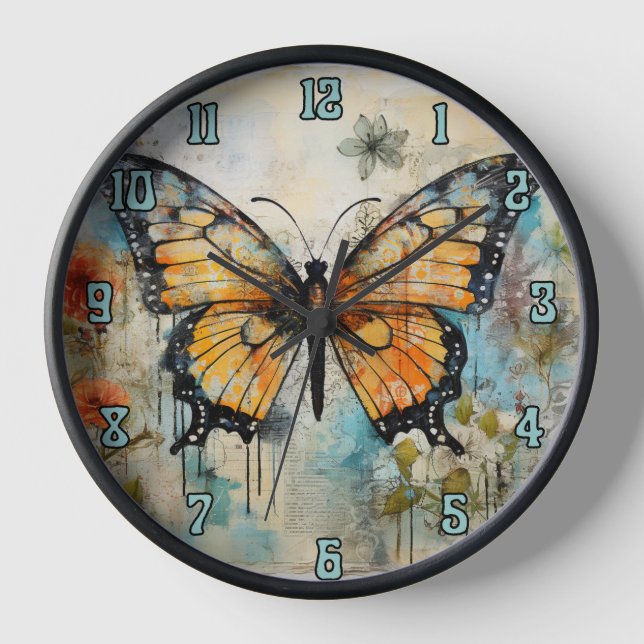 Horloge murale d'art papillon, Horloge papillon (Recto)