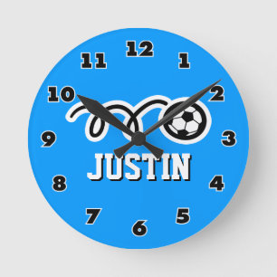 Horloge murale de balle de football avec nom pour