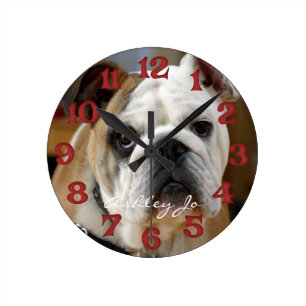 Horloge murale de Bulldog anglais personnalisé