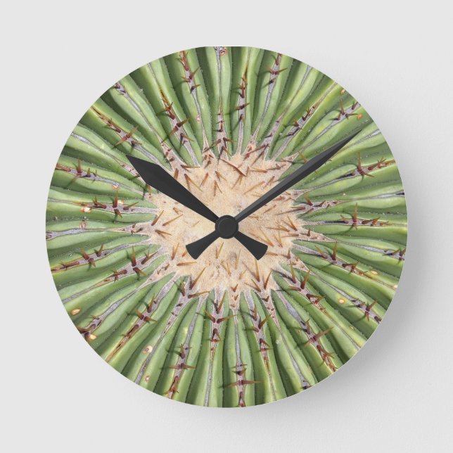 Horloge murale de cactus, 8" Arrondi Acrylique (Recto)