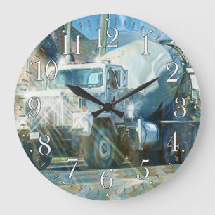 Horloge murale de camion de ciment blanc