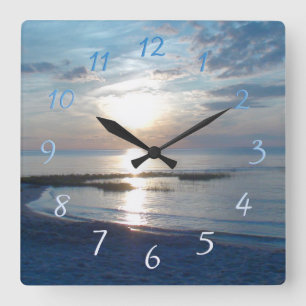Horloge murale de carré de coucher du soleil de