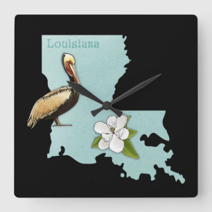 Horloge murale de carte d'état de pélican de la
