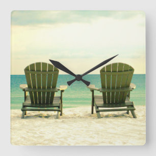 Horloge murale de chaises de plage d'Adirondack