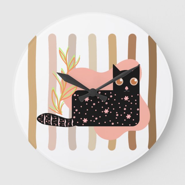Horloge murale de Charming Black Cat Pastel (Recto)