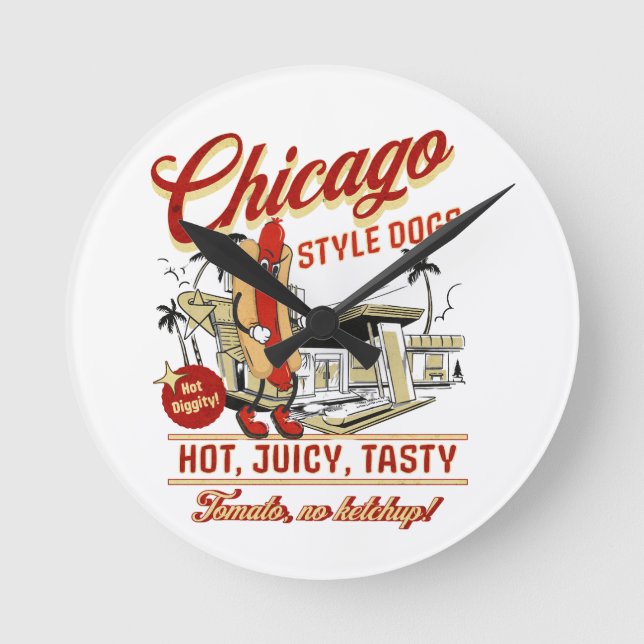 Horloge murale de Chien Chaud Style Retro Chicago (Recto)