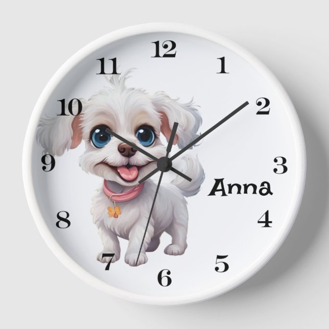 Horloge murale de chien mignon personnalisée : Jou (Recto)
