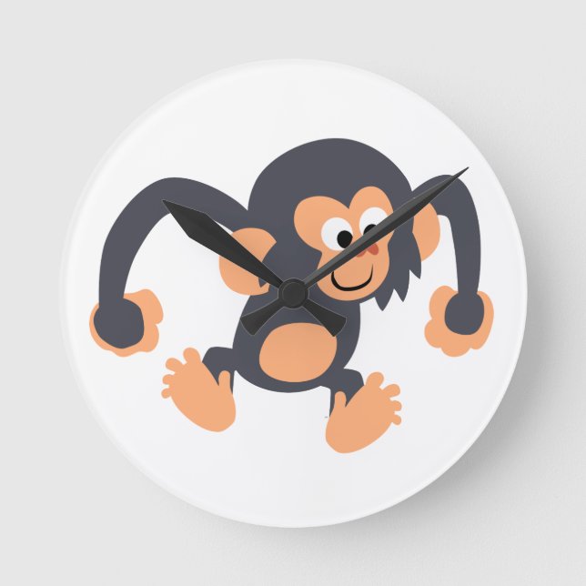 Horloge murale de chimpanzé de caricature mignonne (Recto)