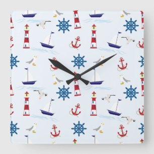 Horloge murale de collage nautique