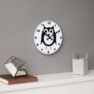 Horloge murale de conception de la Chouette noire