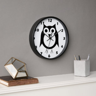 Horloge murale de conception de la Chouette noire