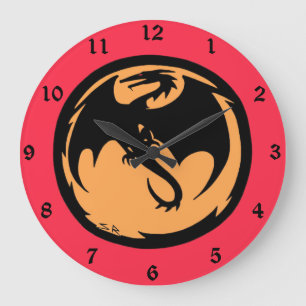 Horloge murale de corail noir Dragon or