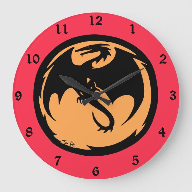 Horloge murale de corail noir Dragon or (Recto)