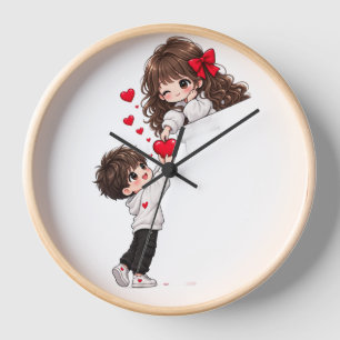 Horloge murale de couple romantique mignon – Cœur