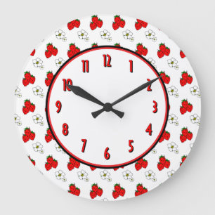 Horloge murale de cuisine rétro Fleur de Fraise
