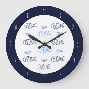 Horloge murale de cuisine Sardines Coastal Line Ar