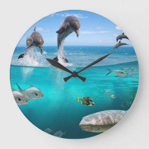 Horloge murale de dauphins d'imaginaire