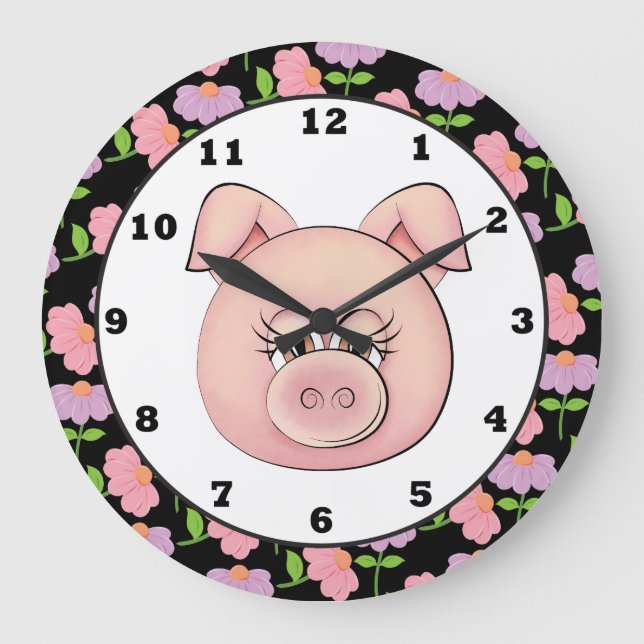 horloge murale de dessin animé de Country Pig (Recto)