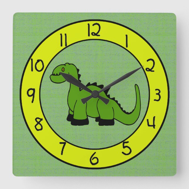 Horloge murale de dinosaure verte pour enfants (Recto)
