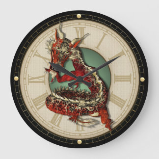 Horloge murale de Dragon Rouge Chinois
