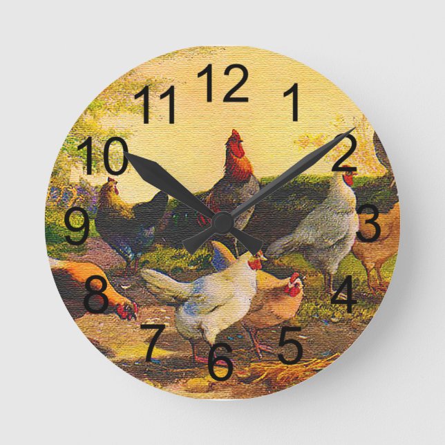 Horloge murale de famille de poulet de pays (Recto)
