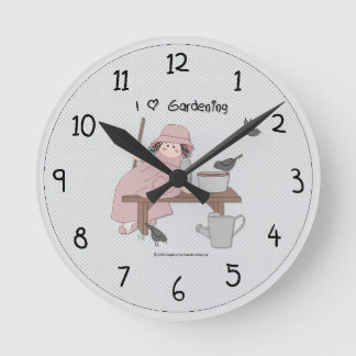 Horloge murale de fille de jardin de campagne