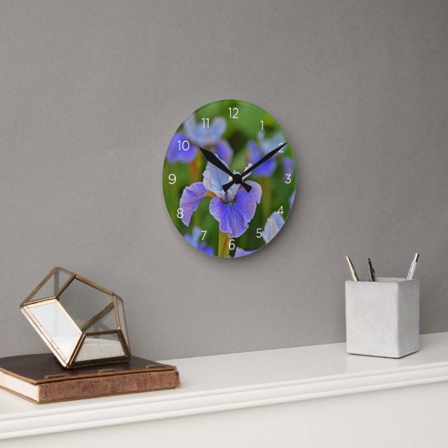Horloge murale de Fleur Bleue Iris (Bureau)