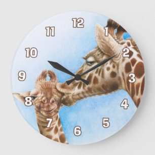 Horloge murale de girafe et de veau