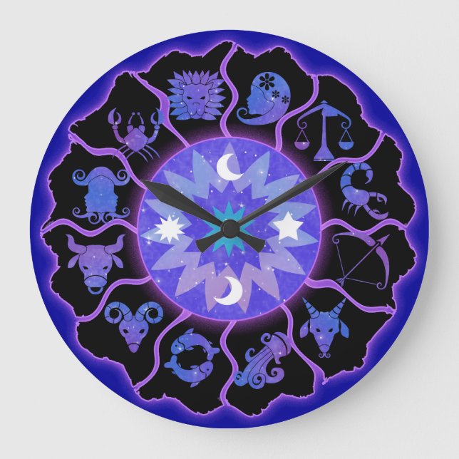 Horloge murale de Jantes Zodiac en bleu et noir (Recto)
