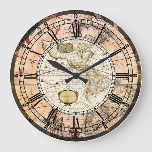 Horloge murale de la carte antique (Recto)