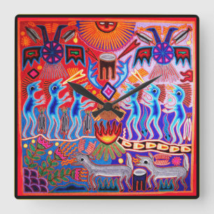 Horloge murale de la cérémonie rituelle Huichol Pe