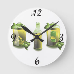 Horloge murale de la cuisine à l'huile d'olive