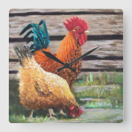 Horloge murale de la cuisine de poulet du pays