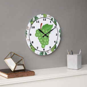 horloge murale de la cuisine de raisin vert