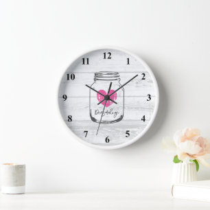 Horloge murale de la cuisine en bois blanc tendanc