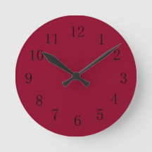 Horloge murale de la cuisine rouge bordeaux