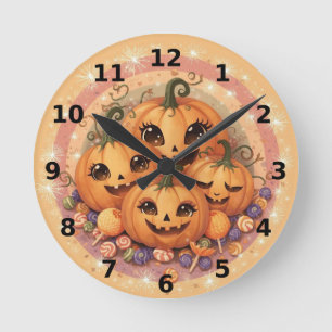 Horloge murale de la famille citrouille Halloween