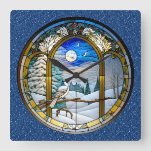 Horloge murale de la fenêtre d'hiver