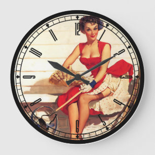 Horloge murale de la fille Pin-