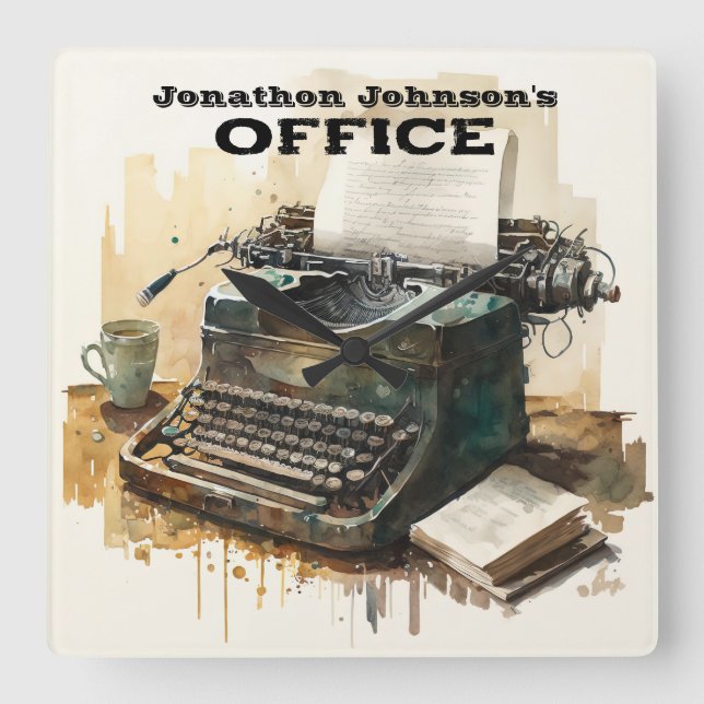 Horloge murale de la machine à écrire de nom perso (Recto)